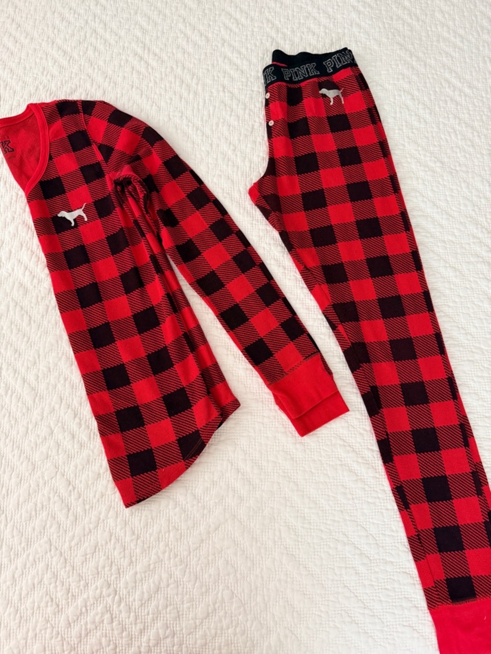 PINK Victoria's Secret Red & Black Buffalo Plaid Pajama Set